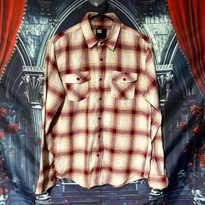RSQ Collective Button-Up Shirt Mens S Red Flannel Plaid Western Workwear Outdoor